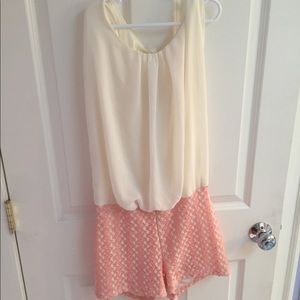 Sheer layered pink and white romper